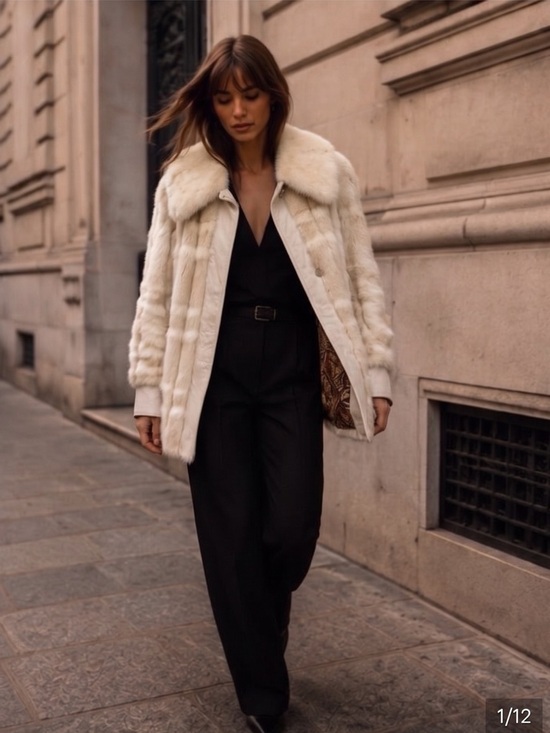 The Unbranded Brand Jackets & Blazers - Vintage Mink Fur & Leather Coat Cream Color Size M